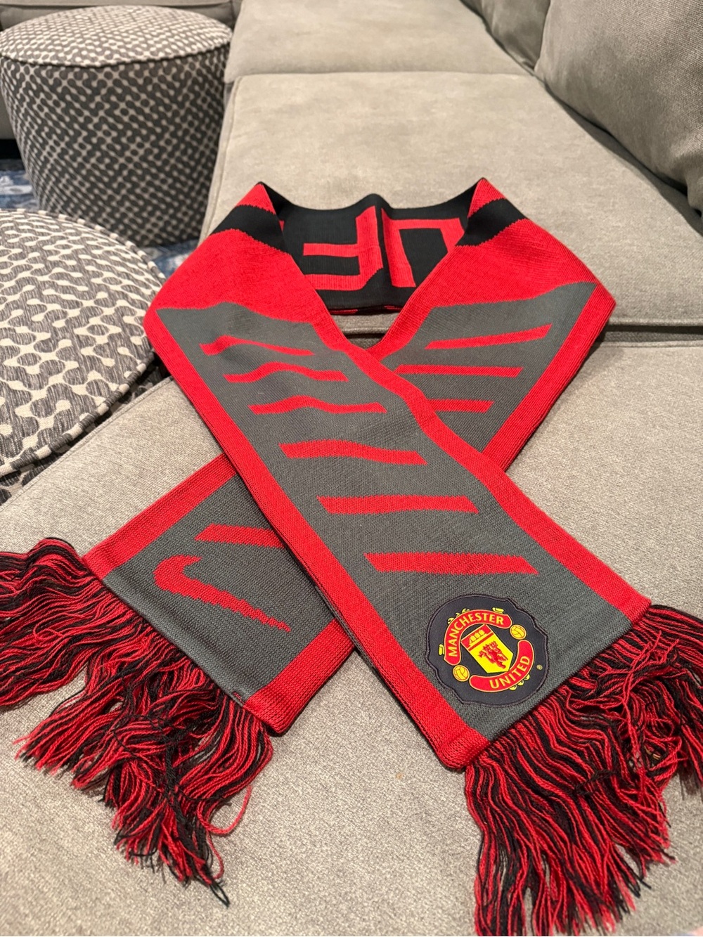 Manchester United x Nike Fringe Scarf - Red/Black/Grey